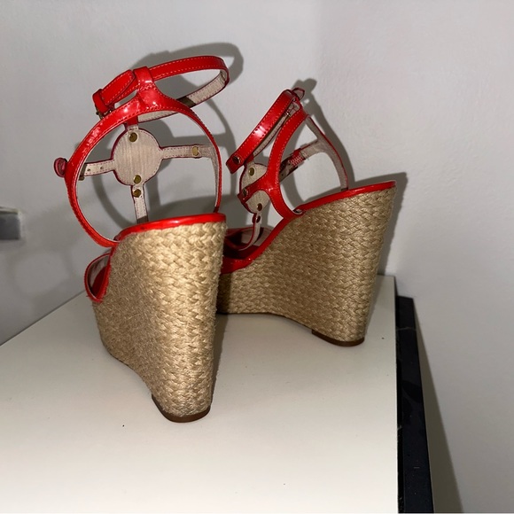 Michael Kors Coral Wedge Straw Heels 7.5 - Picture 6 of 7